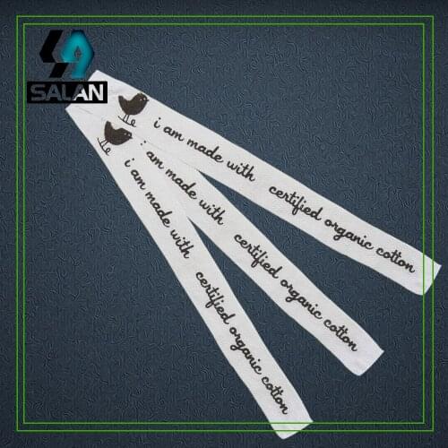 Bleached cotton tag cloth label custom one color logo printed clothing tags