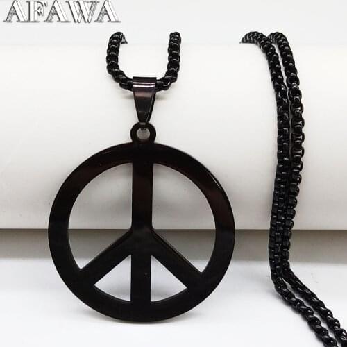 2021 Fashion Peaceful Match Stainless Steel Chain Necklace Men Black Color Choker Necklace Jewerly cadenas mujer N424S02