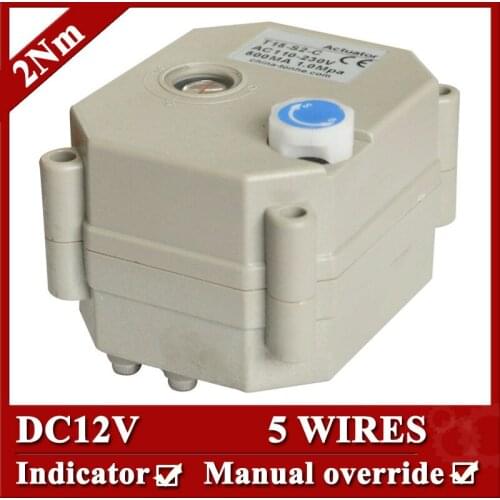 DC12V motorized valve actuator, 5 wires(CR501) , 2Nm, with indicator and manual override, signal feedback