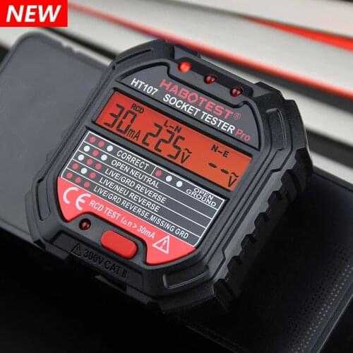 Professional Socket Outlet Tester Detector AC Voltage Display RCD 30mA UK EU Plug Ground Zero Line Plug Polarity Phase Check