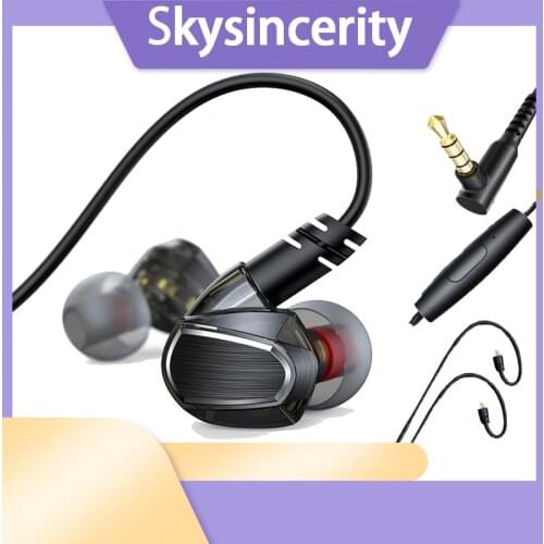 Wired headphone Hanging ear type interchangeable cable DIY noise-cancelling earbuds 3.5MM mobile phone computer gamer earphones