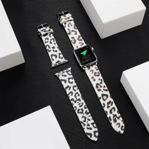 Watch Band for apple watch leather strap 44mm 38mm 42mm 40mm Leopard print bracelet for Apple Watch Series 6 SE 5 4 3 2 1
