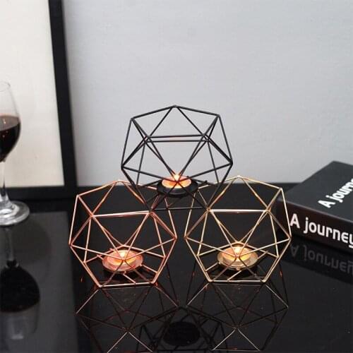 Romantic Metal 3D Geometric Wedding Geometric Candlestick Candle Tea Light Holder Mood Lights Holders Crafts