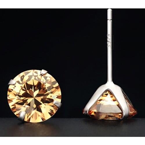 LEKANI 4MM Round Crystals From Swarovski Real 925 Sterling Silver Stud Earrings Fashion Jewelry for Women Men Drop Shipping