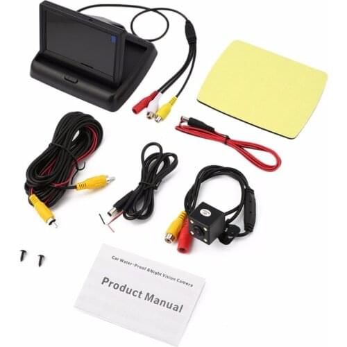 LED Monitor Reversing Assistance Kit with Folding Display+Rear View Butterfly Camera Waterproof Car Backup Parking System
