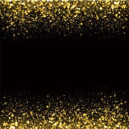 Dark Black Shiny Gold Polka Dot Light Bokeh Birthday Party Personalized Photocall Portrait Photo Background Photography Backdrop