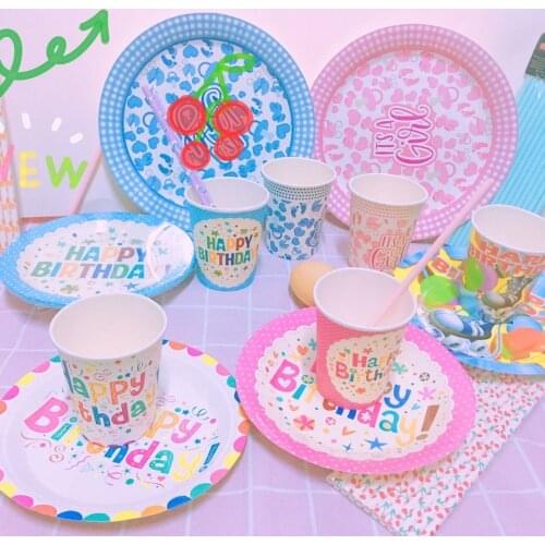 Party Supplies Disposable Tableware Set Unicornio Decor Wedding Baby Shower Girl 1st Birthday Party Decorations Kids
