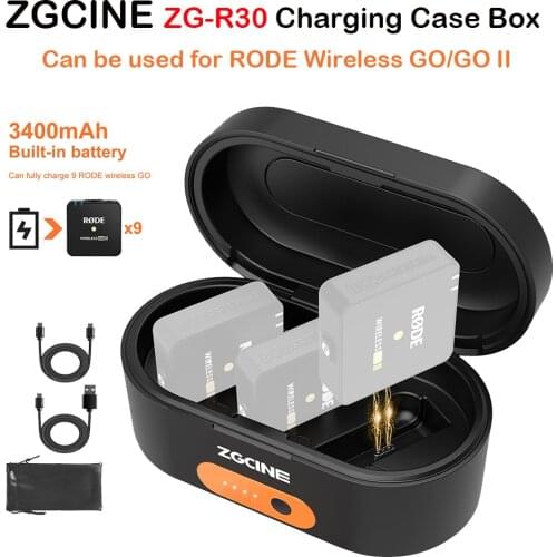 ZGCINE ZG-R30 Charging Case Box with 3000mAh Built-in Battery Portable Fast Charging Power Bank for Rode Wireless GO I II Mic