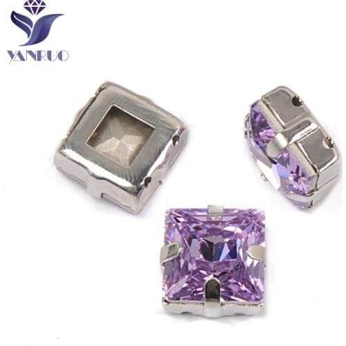 YANRUO 4447 All Sizes Violet Princess Square Glitter Gems Sewn Stones Point Back Strass Crystal Rhinestones For Crafts