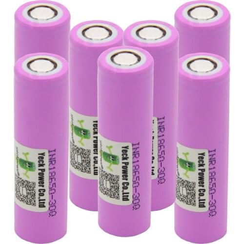 Yeckpowo INR18650 30Q battery 3000mAh 10C 30A high current li-ion batteries lithium 3.7V rechargeable akkumulator