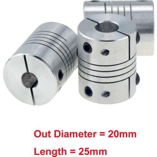 10pcs/lot D20L25 5x8mm CNC Motor Jaw Shaft Coupler clamp Flexible Coupling OD 20x25mm 4mm 5mm 6mm 6.35mm 8mm