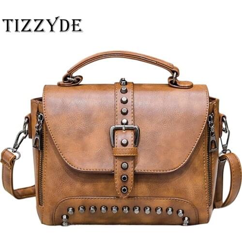 Women messenger Bag 2018 Rivet Ladies handbags Bag Brand Designer Vintage Lock Crossbody Bag Bolsa Feminina Shoulder Bag ZH35