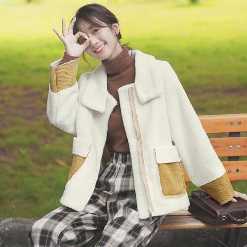 Winter Clothes Owmen Artificial Lamb Fur Jackets High Quality Woman Fur Coat Womens Parkas Fashion Kwaii Chaqueta Mujer TN1051