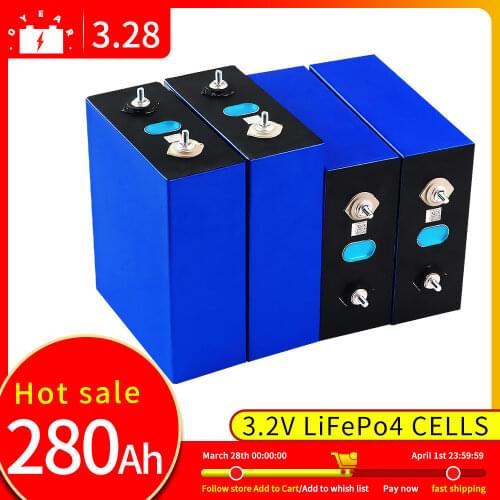 Grade A lifepo4 Battery 4-48PCS 3.2V 280AH Lithium Iron Phosphate Cell Solar 12V 24V 48V EU TAX FREE Fast Delivery