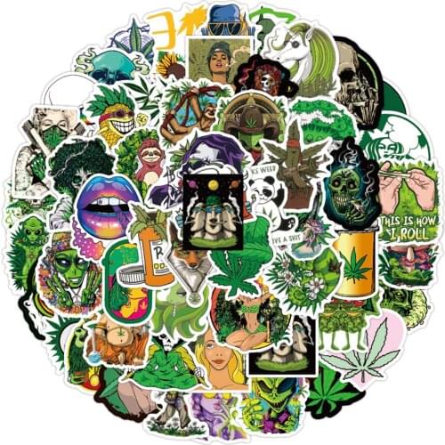 10/30/50PCS Graffiti Funny Characters Leaves Weed Smoking Waterproof Stickers DIY Motorcycle Travel Luggage Guitar Kid Sticker