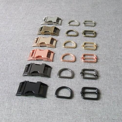 10 sets 25mm Heavy metal D ring adjuster belt straps slider release buckle snap clasp for paracord dog collar DIY accessories