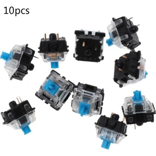 10Pcs/pack Mechanical Keyboard Switch Gateron MX 3 Pin Blue Switch Transparent Case for Mechanical Keyboard Cherry MX Compatible