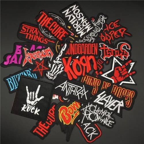 25PCS/Lot BAND ROCK Patches Iron on Stripes for Clothing Embroidery Badges Clothes Stickers Jacket Jeans Applique Punk Music