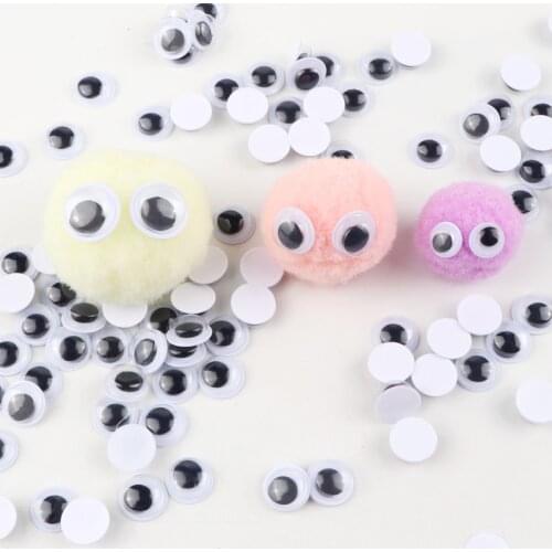 3D Wiggling Eyes With Activities Moving Eyeball 6mm 8mm 10mm Black Plastic Eyes Glue On Toys For Creative Handmade DIY Wholesale