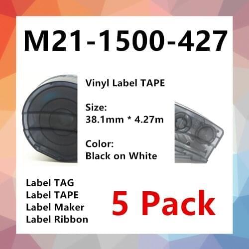 5 Pack Label Tape M21-1500-427 Vinyl Label TAPE TAG Ribbon laber maker 38.1mm*4.27m for BMP21-PLUS BMP21 LAB printer