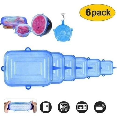 6PCS/12PCS Food Silicone Cover Universal Silicone Lids For Cookware Bowl Pot Reusable Stretch Lids Kitchen Accessories