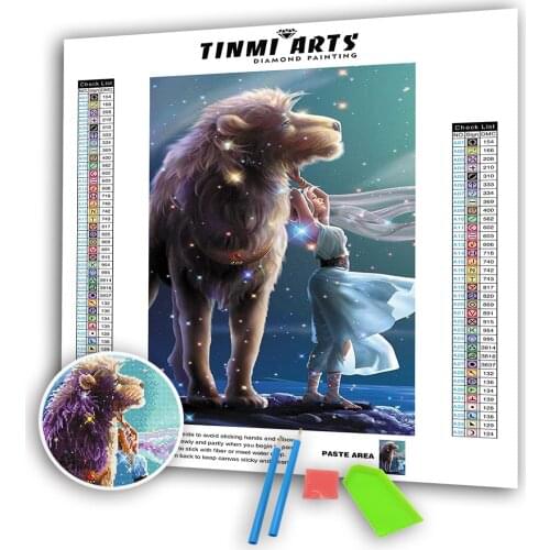 5D DIY Poured Glue Diamond Painting Scalloped Edge Full Drill Round Fairy and Beast Mosaic Art Embroidery Sticker Decoration Art