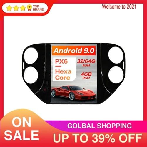 Android 9.0 PX6 Vertical Tesla Screen Car GPS Navigation For VW Tiguan 2010-2016 Auto Radio Stereo Head Unit Multimedia Player