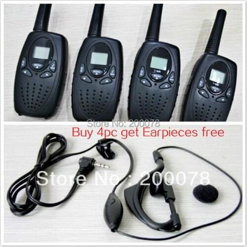 4pcs pack long range T628 black/Orange the walkie talkie 2 way radios interphone DIY tour guide syestem intercom w/ headsets