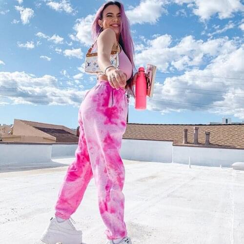 Sports Pants Colorful Tie Dye Print Sweatpants Running Jogger Trousers Casual High Elastic Waist Harem Pants for Women S-3XL