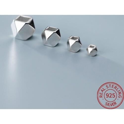 925 Sterling Silver Polyhedral beads connectors Septal bead for Necklace bracelet DIY Jewelry Findings needle work