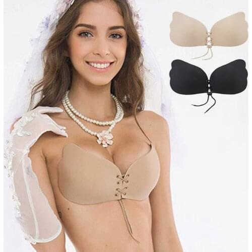 Sexy Self Adhesive Strapless Bandage Blackless Bra Stick Gel Silicone Push Up Underwear Invisible Support Bras Women Lingerie