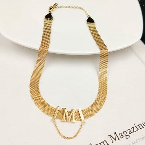 XIYANIKE 316L Stainless Steel Gold Color Tassel Letter M Pendant Necklaces For Women Choker 2021 Trend New Fashion Party Jewelry