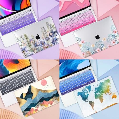 Redlai Laptop Case for MacBook Air Pro Retina 11 12 13 15 16 inch 2020 A2337 A2338 A2179 A1932 Flower Printed Plastic Hard Cover