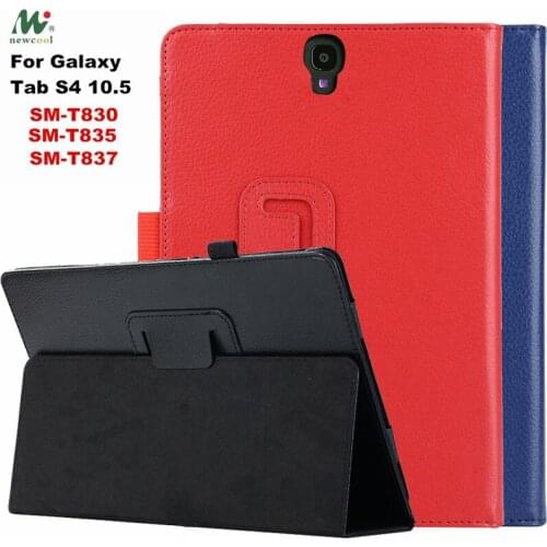 Tab S4 10.5" Litchi stand PU Leather Case Flip Cover For Samsung Galaxy Tab S4 2018 10.5''T830 T835 SM-T835 10.5'' tablet case