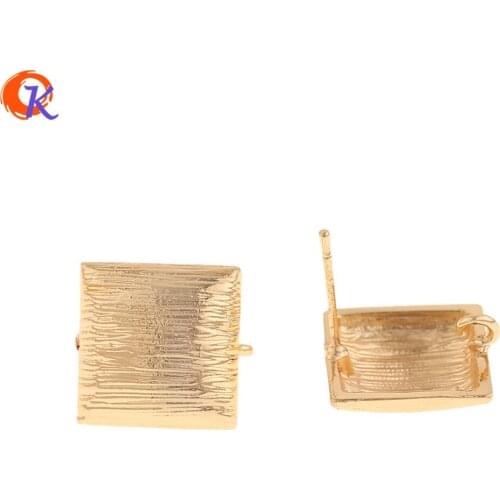 Cordial Design 30Pcs 14*15MM Jewelry Accessories/Hand Made/Square Shape/Genuine Gold Plating/Earrings Stud/DIY Earrings Making