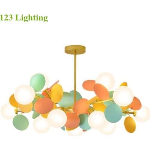 Colorful LED Chandelier Living room Restaurant Hanglamp Childrens room Pendant lamp Metal Sheets Loft Light Fixtures 110-220V