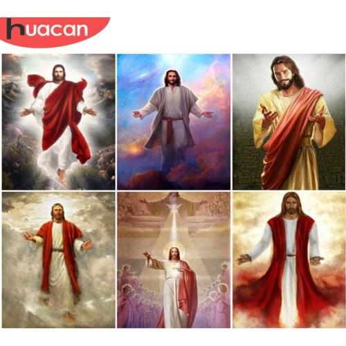 HUACAN Coloring By Number Jesus Drawing On Canvas DIY Oil Painting By Numbers Figure Kits Handpainted Religion Home Decoration
