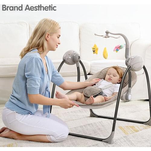Baby Rock Chair Kids Swing Electric Children Cradle With Remote Control Bed Base Plate For Newborns Sway Seat Help Infant Sleep