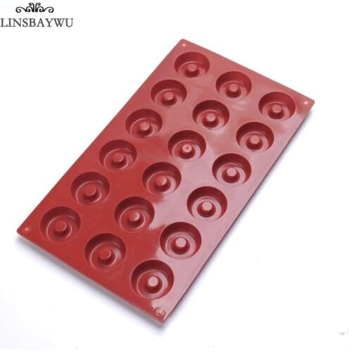 LINSBAYWU New 8/18-Cavity Diy Donut Shape Round Muffin Sweet Candy Jelly Fondant Cake Chocolate Mold Silicone Tool Baking Pan