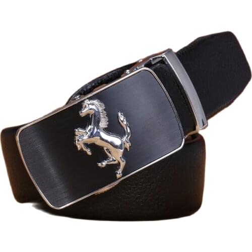 Horse jaguar men belt luxury 2020 180cm strap high quality fiber leather automatic buckle plus size 140 cm 150 160 brown 170