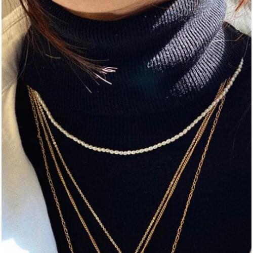 Real Pearl 2mm White Pearl Necklace Gold Clasp Extend Chain Natural Freshwater Pearl Women Jewelry Baby Girl Choker Necklace