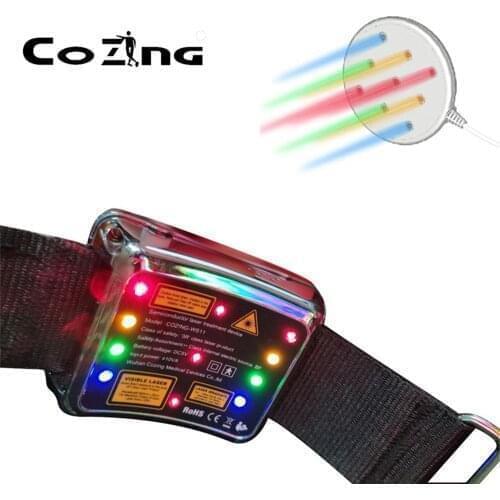 New LLLT Laser Watch Acupuncture Stimulator 650nm Laser Yellow Blue Green Light Therapy Diabetes Varicose Veins Blood Clean