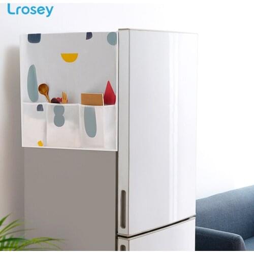 Single Door Refrigerator Dust Cover Geometric Waterproof Cover towel With Storage Bag kitchen organizer washing machine cover
