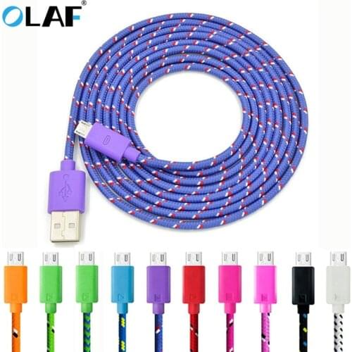 OLAF 1M 2M Nylon Weave Fast Charger Micro USB Cable For Xiaomi Redmi Note 5 Pro 4 Micro USB Charger Data Cable for Samsung S7 S6