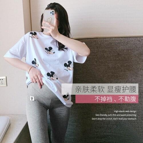 2021 Autumn Pregnant Women Panties Pure Color Belly Pencil Pants Holds Abdominal Legging Maternity Stretched High Waist Trousers