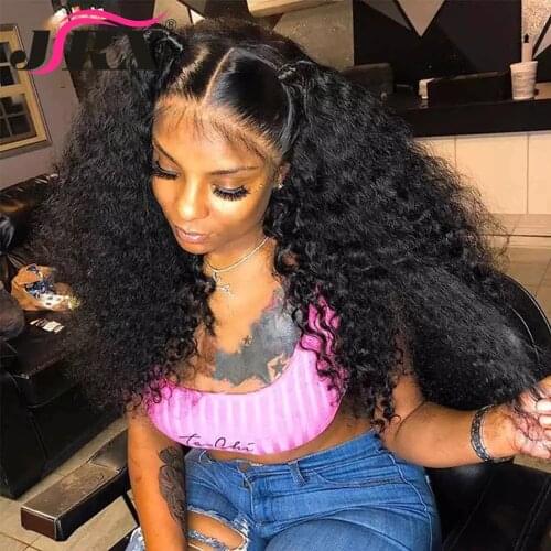 180% T Part Lace Front Wigs Curly Brazilian Water Wave Human Hair Wigs Bleached Knots Remy Hair Pre-plucked For Black Women