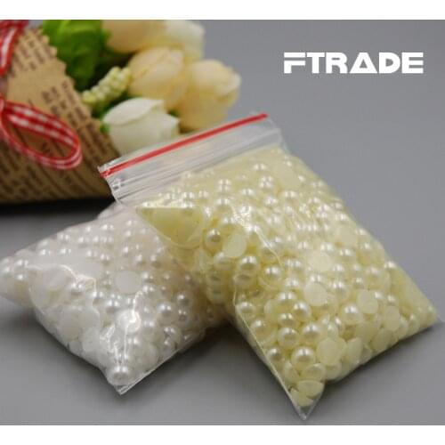 6mm 500pcs White/Ivory Color Half Round Pearl Craft ABS Imitation Pearl Resin Scrapbook Beads For DIY Decoration