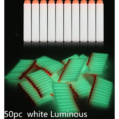 50Pcs 7.2cm white Luminous Soft Bullet Refill Whistler Dart Sniper with Hole Mega Centurion Refill Foam Bullet for Nerf gun toys