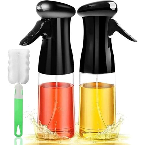 Oil Sprayer for Cooking 2PACK Set Refillable Olive Oils Dispenser Spray Versatile Vinegar Spritzer Bottles with Brush