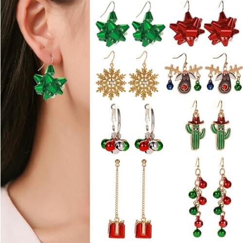 Christmas Earrings For Women Kawaii Charm Long Earrings For Girls Paired Xmas Female Jewelry Hook Short Earing Paired Xmas Gifts